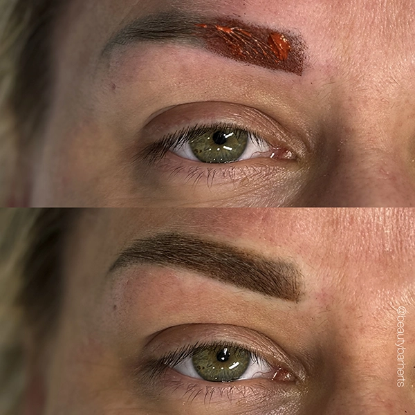 blue eyebrow correction
